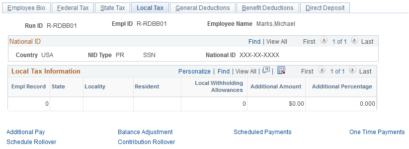 Local Tax page