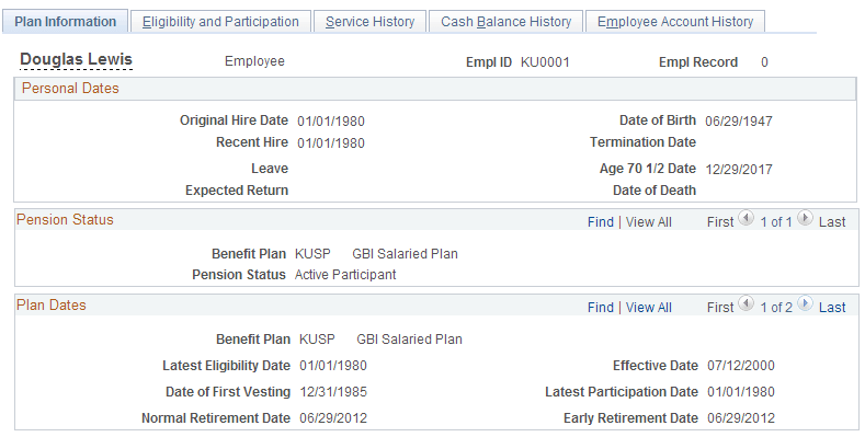 Plan Information page