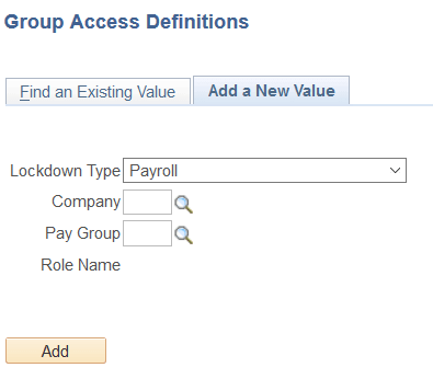 Adding a new Group Access Definition