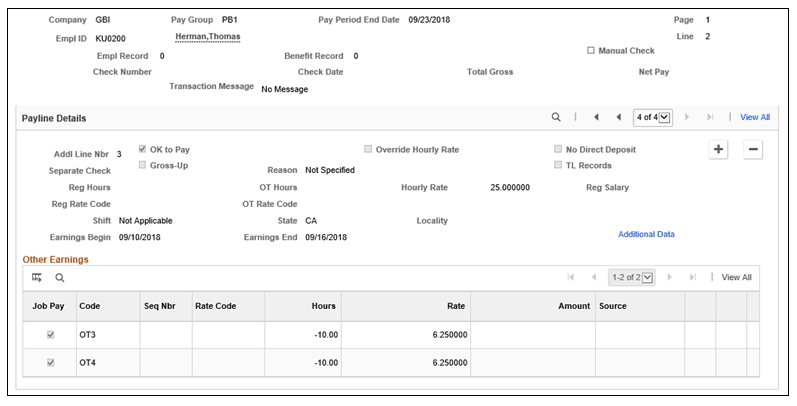 Backing out of old bonus rate on payline