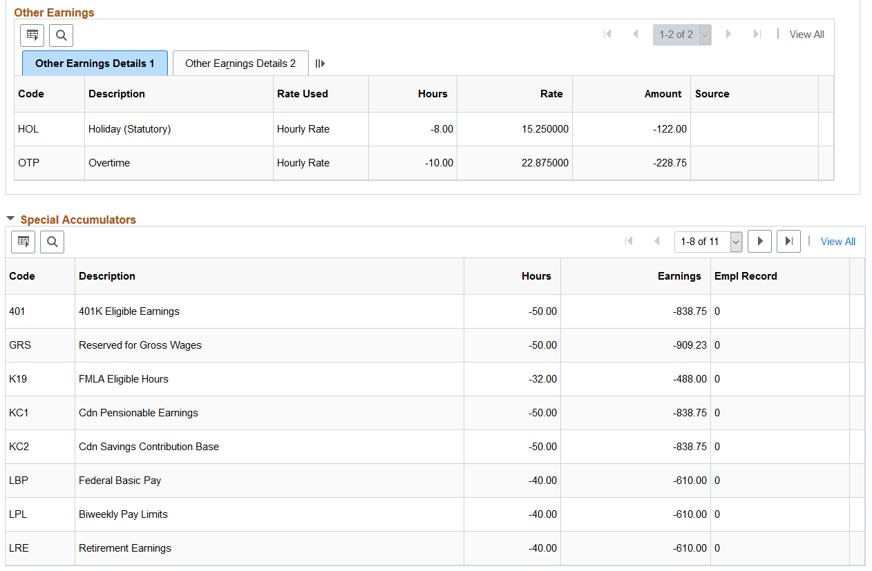 Reversed check on the Paycheck Earnings page (2 of 2)