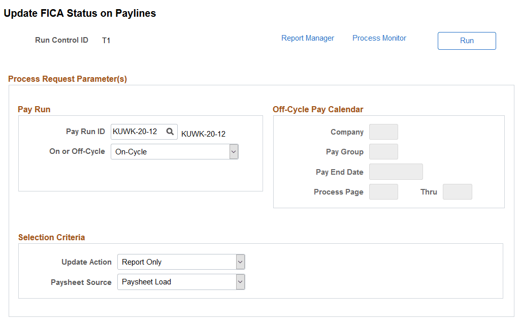 Update FICA Status on Paylines page