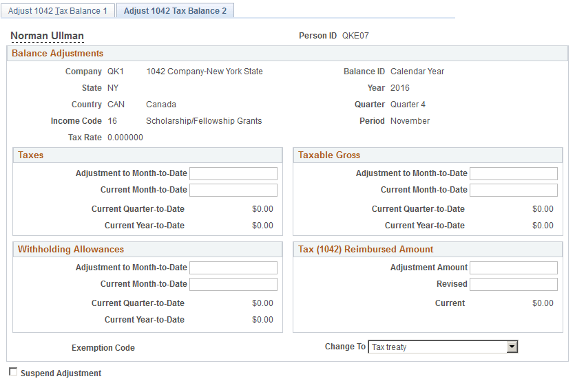Adjust 1042 Tax Balance 2 page