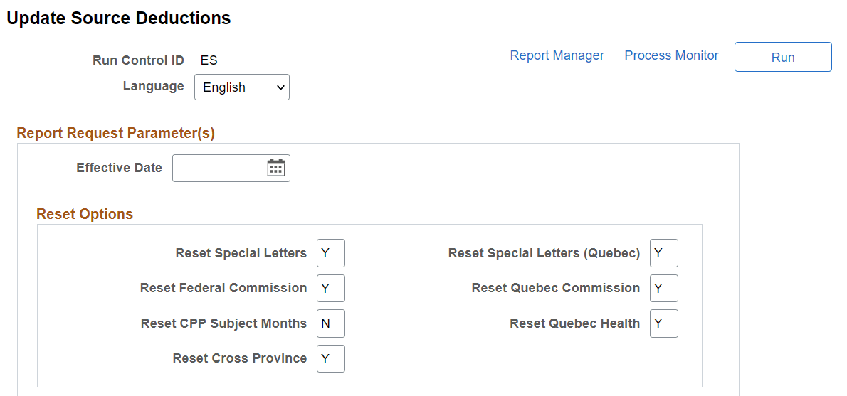Update Source Deductions page (1 of 2)