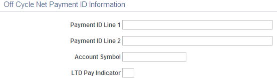 Off Cycle Net Payment ID Information page