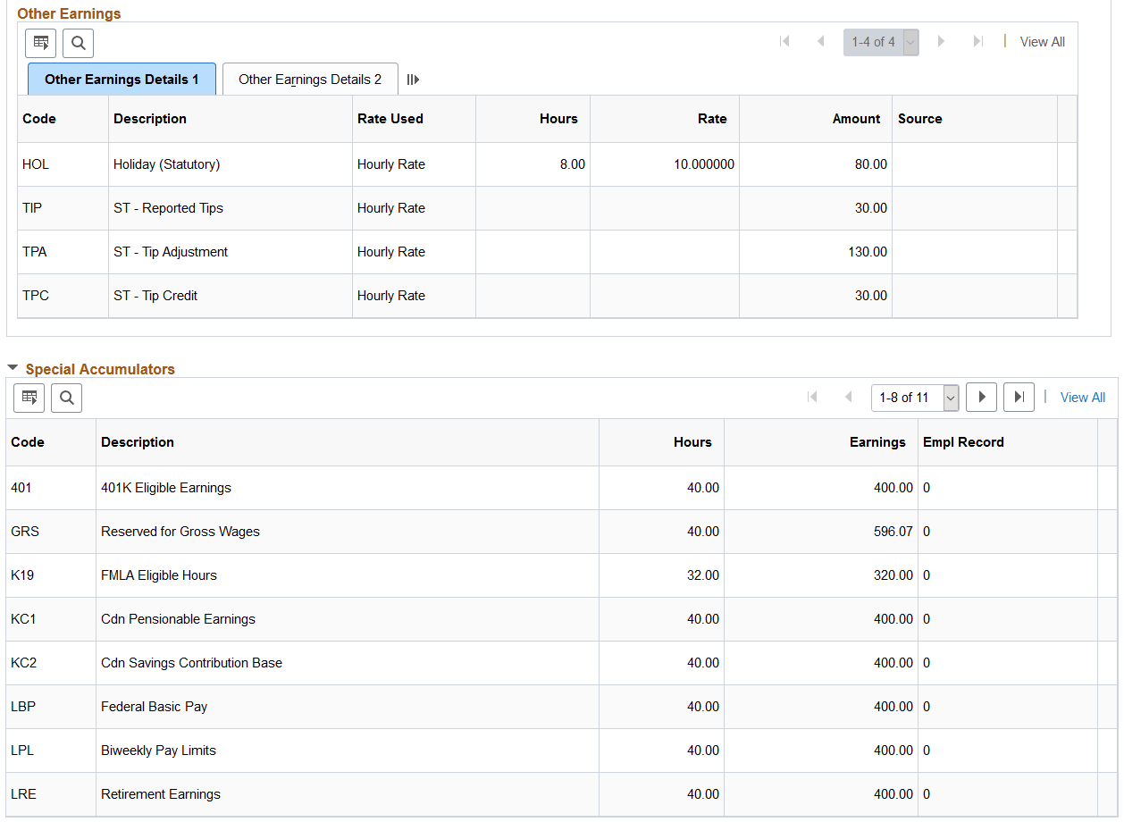 Paycheck Earnings page (2 of 2)