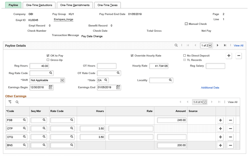 Adding FLSA-eligible bonus information to payline