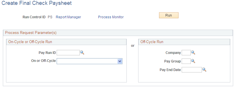 Create Final Check Paysheet page