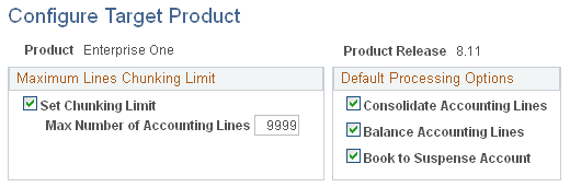 Configure Target Product page