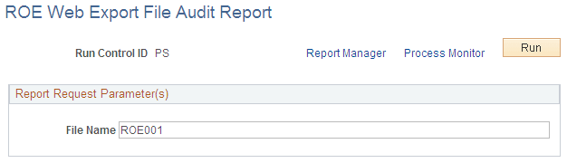 ROE Web Export File Audit Report page