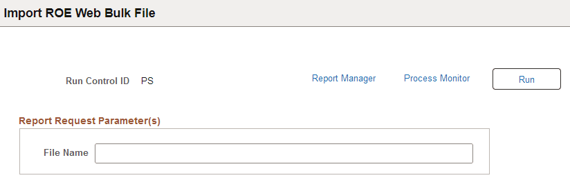 Import ROE Web Bulk File page