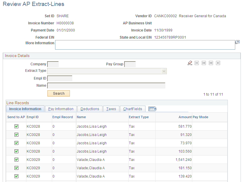 Review AP Extract-Lines page