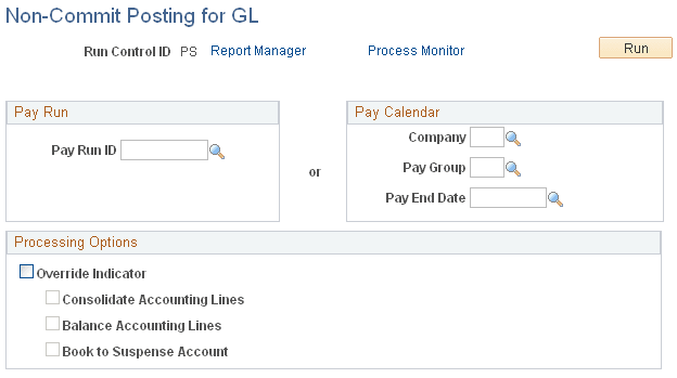 Non-Commit Posting for GL page