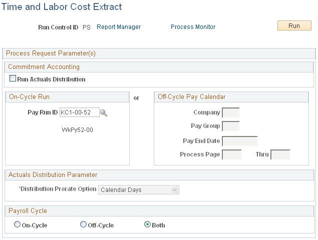 Time and Labor Cost Extract page