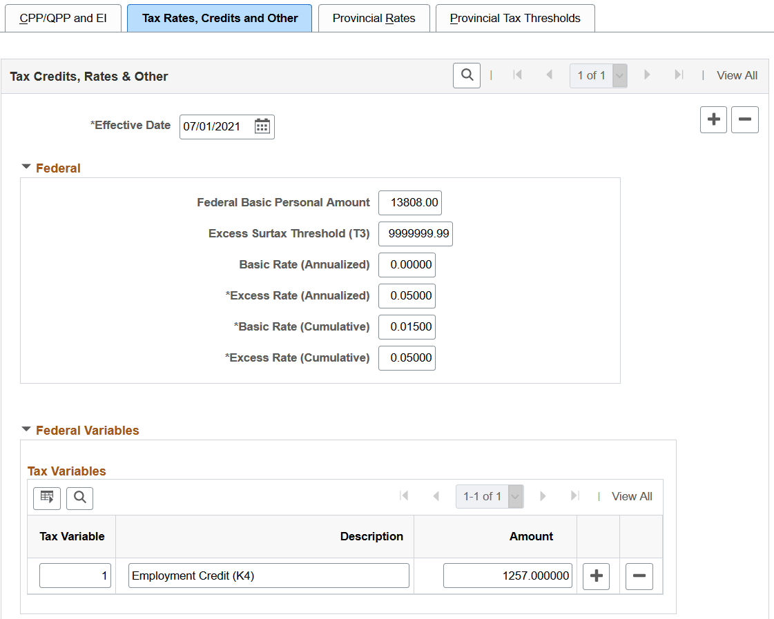 Tax Rates, Credits and Other page (1 of 4)