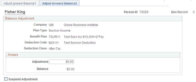 Adjust Arrears Balance2 page