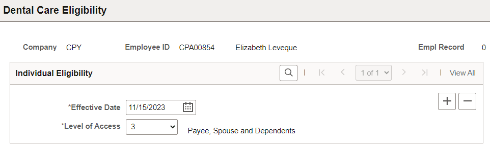 Dental Care Eligibility page