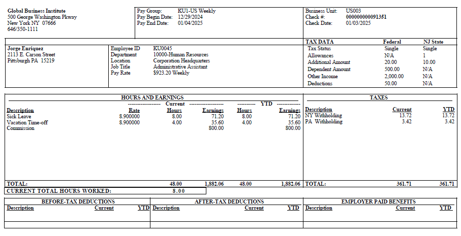Self-service paycheck (SSPOFCHK) page 2