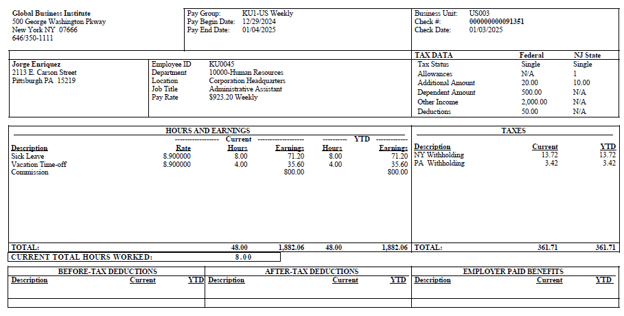 Sample Check (PRTOFCHK) page 2 (1 of 2)
