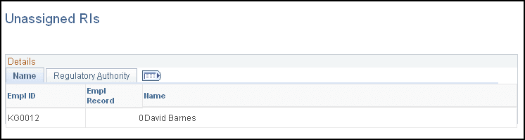 Unassigned RIs page: Name tab