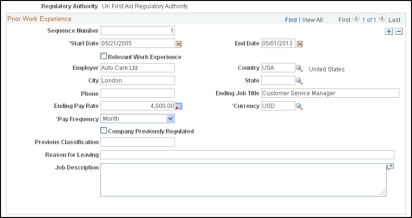 Prior Work Experience UK page