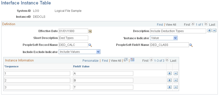 Interface Instance Table page for Step 3: (Optional) Set Up the Instance Table Component