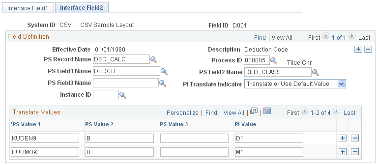 Interface Field2 page