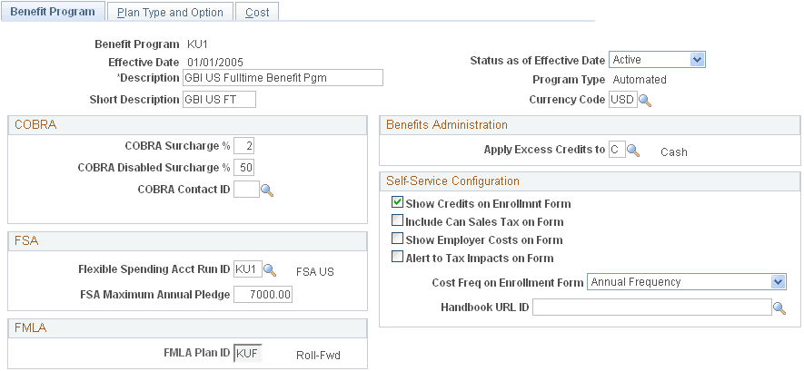 Benefit Program page