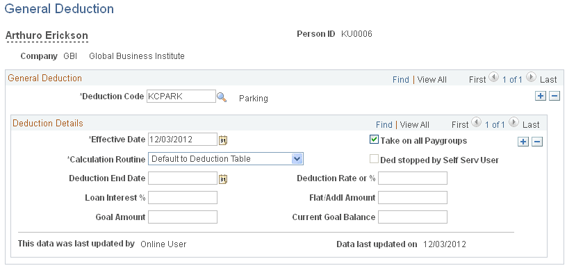 General Deduction page