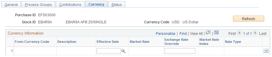 Stock Purchase - Currency page