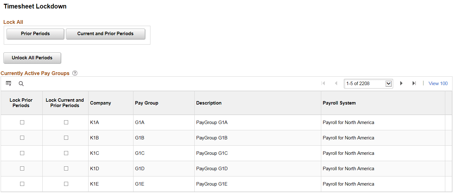 Timesheet Lockdown page