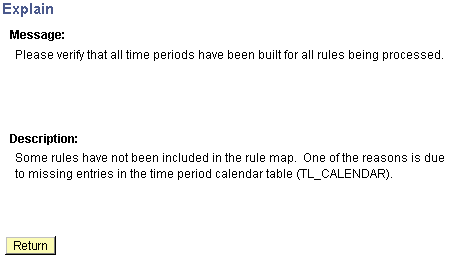Missing entry in the time period calendar table message
