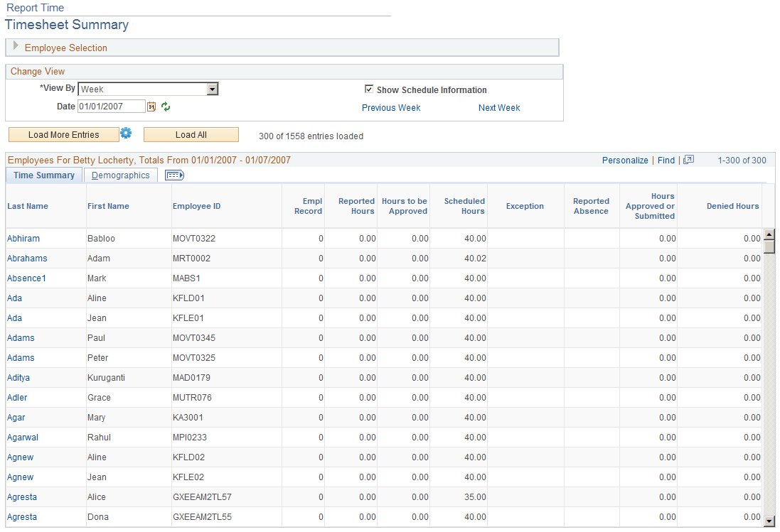 Report Time-Timesheet Summary