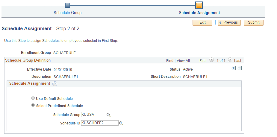 Schedule Assignment page