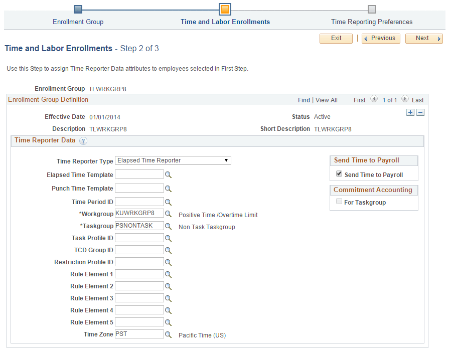 Time and Labor Enrollments page