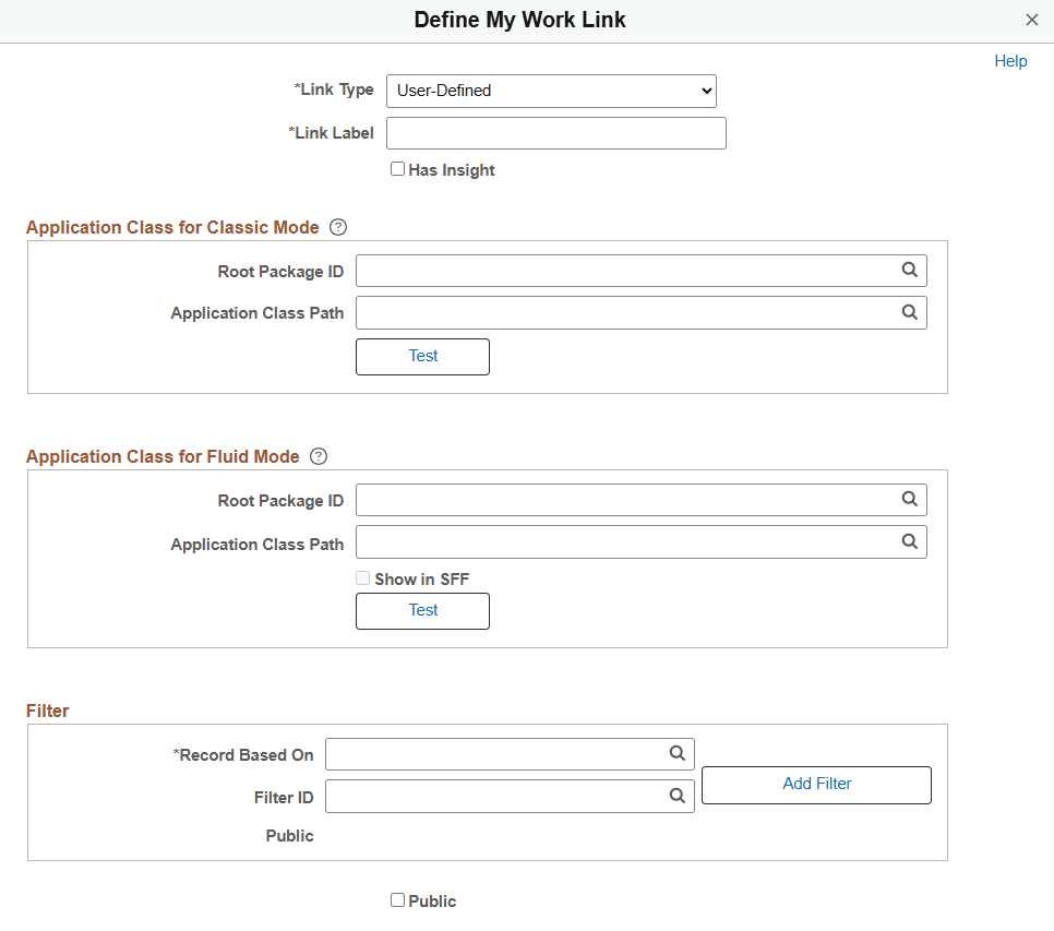 Define My Work Link page