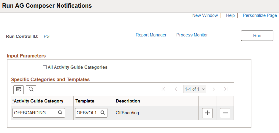 Run AG Composer Notifications page