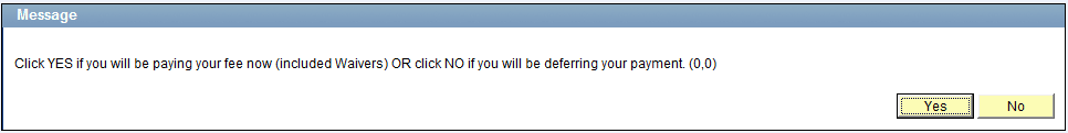 Message for payment options