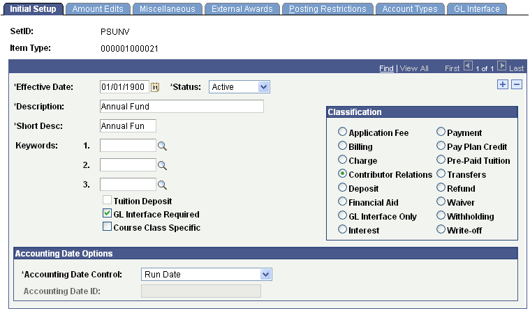 Initial Setup page