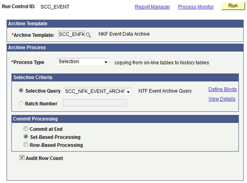 Archive Data To History page for NFK (Notifications Framework) Events