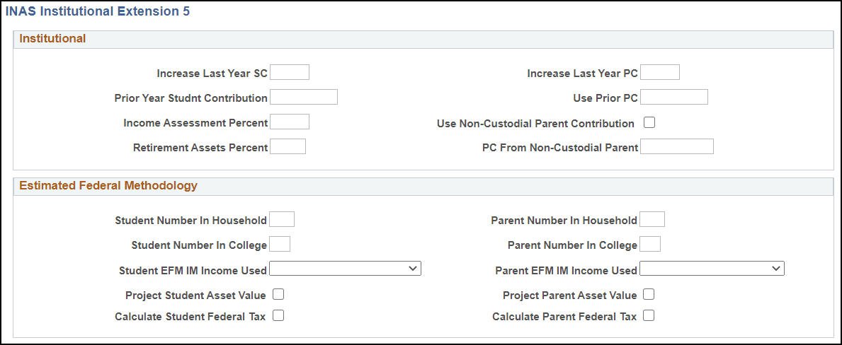 INAS (Institutional Need Analysis System) Institutional Extension 5 page
