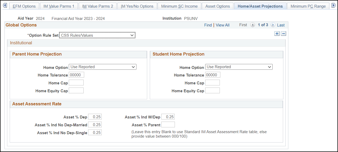 Home/Asset Projections page