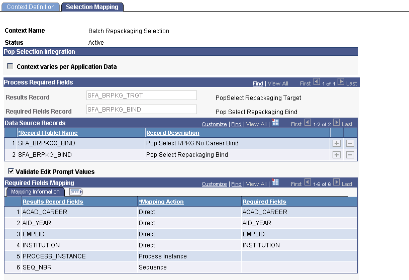 Selection Mapping page