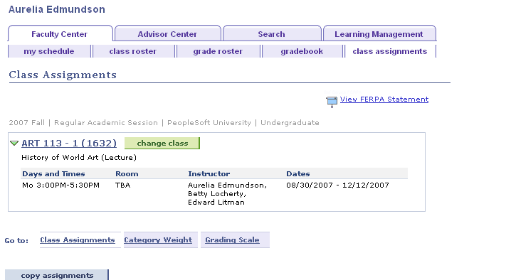 Assignments page (1 of 2)