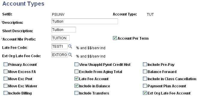 Account Types page