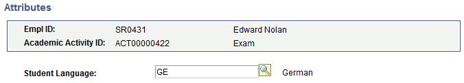 Attributes page (for Activity Details)