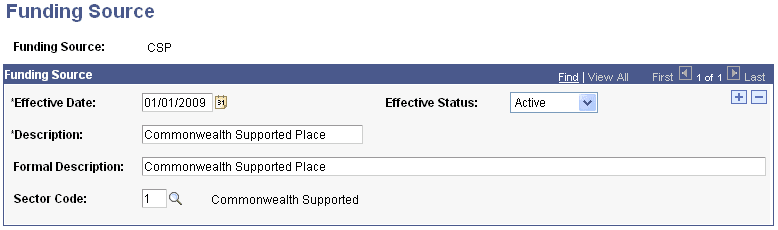 Funding Source page