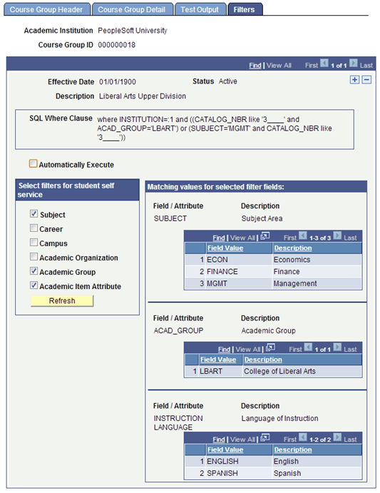 Filters page