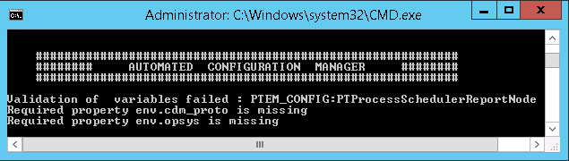 Error messages indicating required properties are missing
