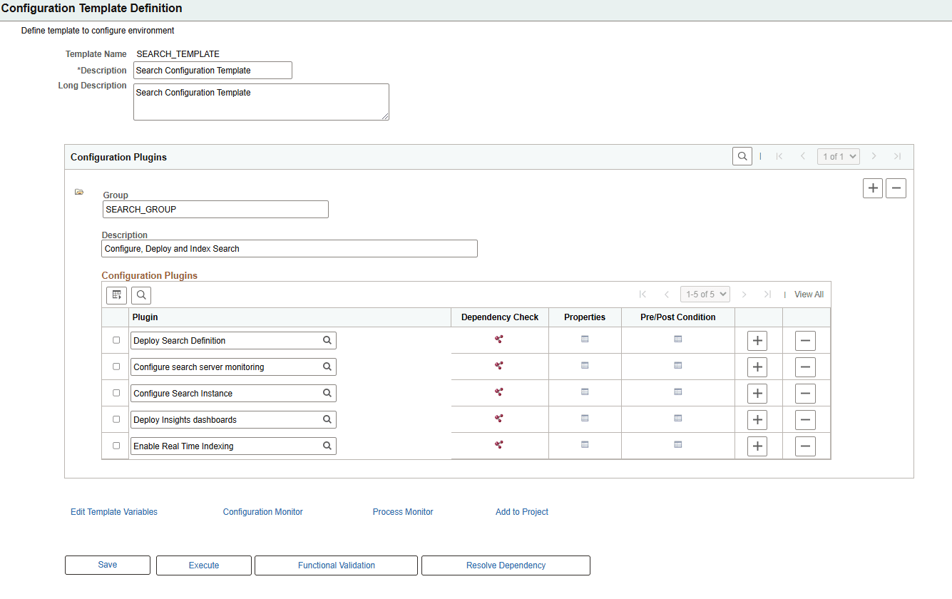 Configuration Template Definition page